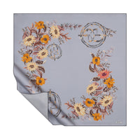 Ipekevi 01958 Silver Monogram Garden Twill Silk Scarf
