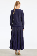 TG Shiny Line Rayon Skirt Set Navy Blue