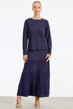 TG Shiny Line Rayon Skirt Set Navy Blue