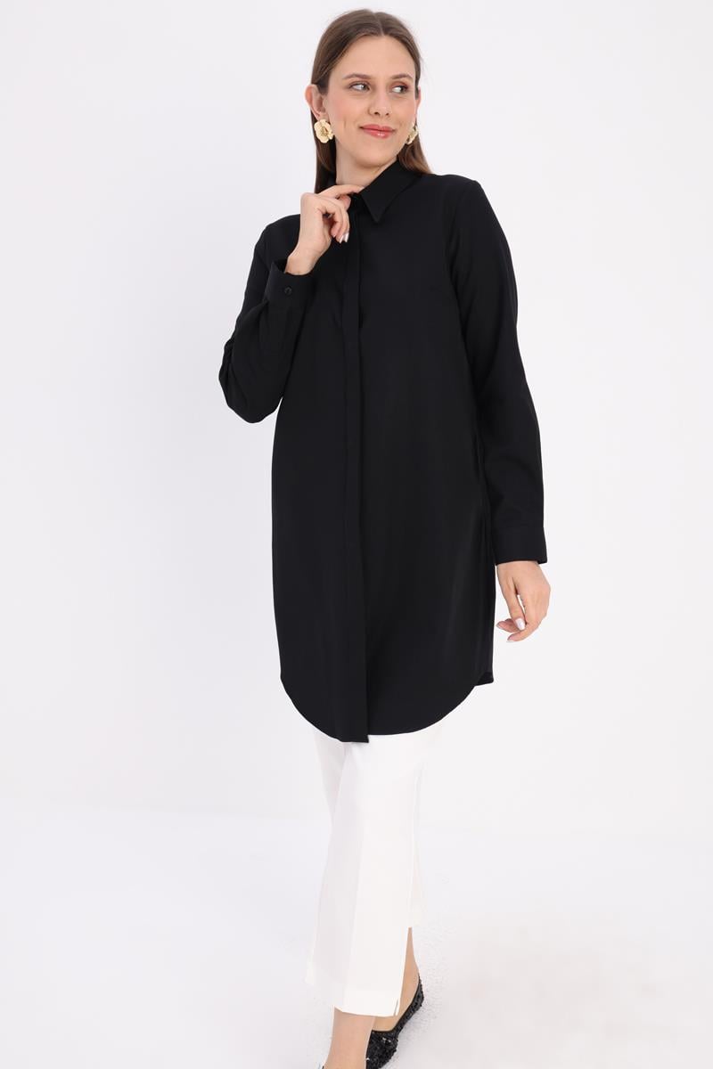 All Cotton Basic Tunic Black