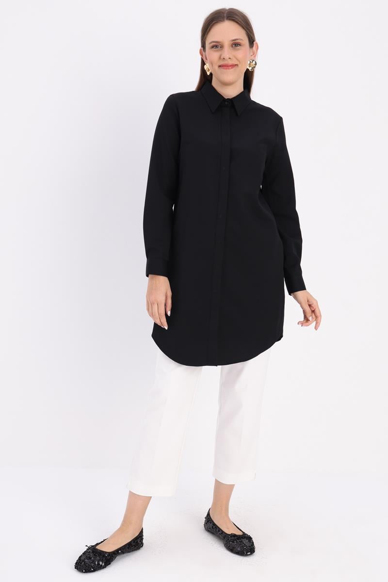 All Cotton Basic Tunic Black