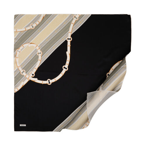 Ipekevi 01325 Black Dock Twill Silk Scarf