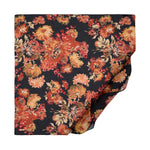 Ipekevi 01415 Black Orange Chrysanthemum Print Cotton Scarf