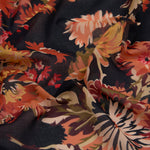 Ipekevi 01415 Black Orange Chrysanthemum Print Cotton Scarf