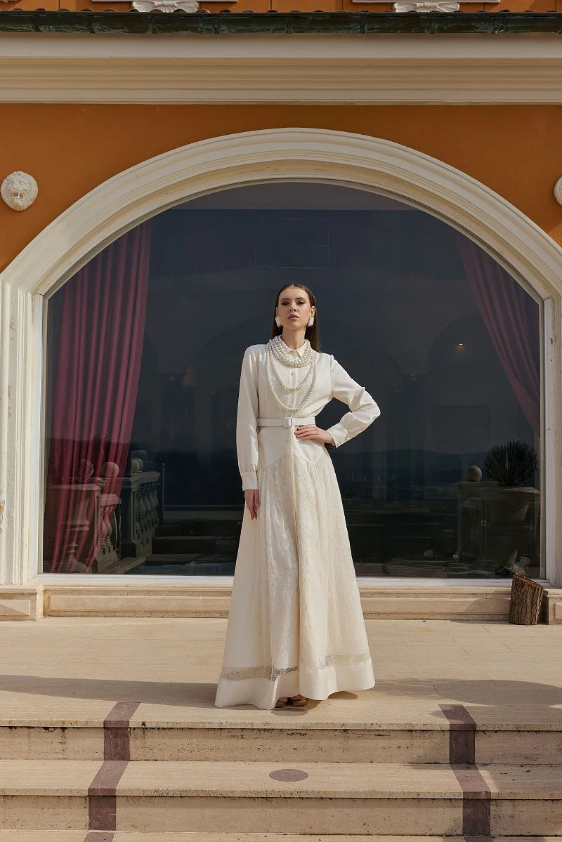 J&S Meyra Dress Ecru