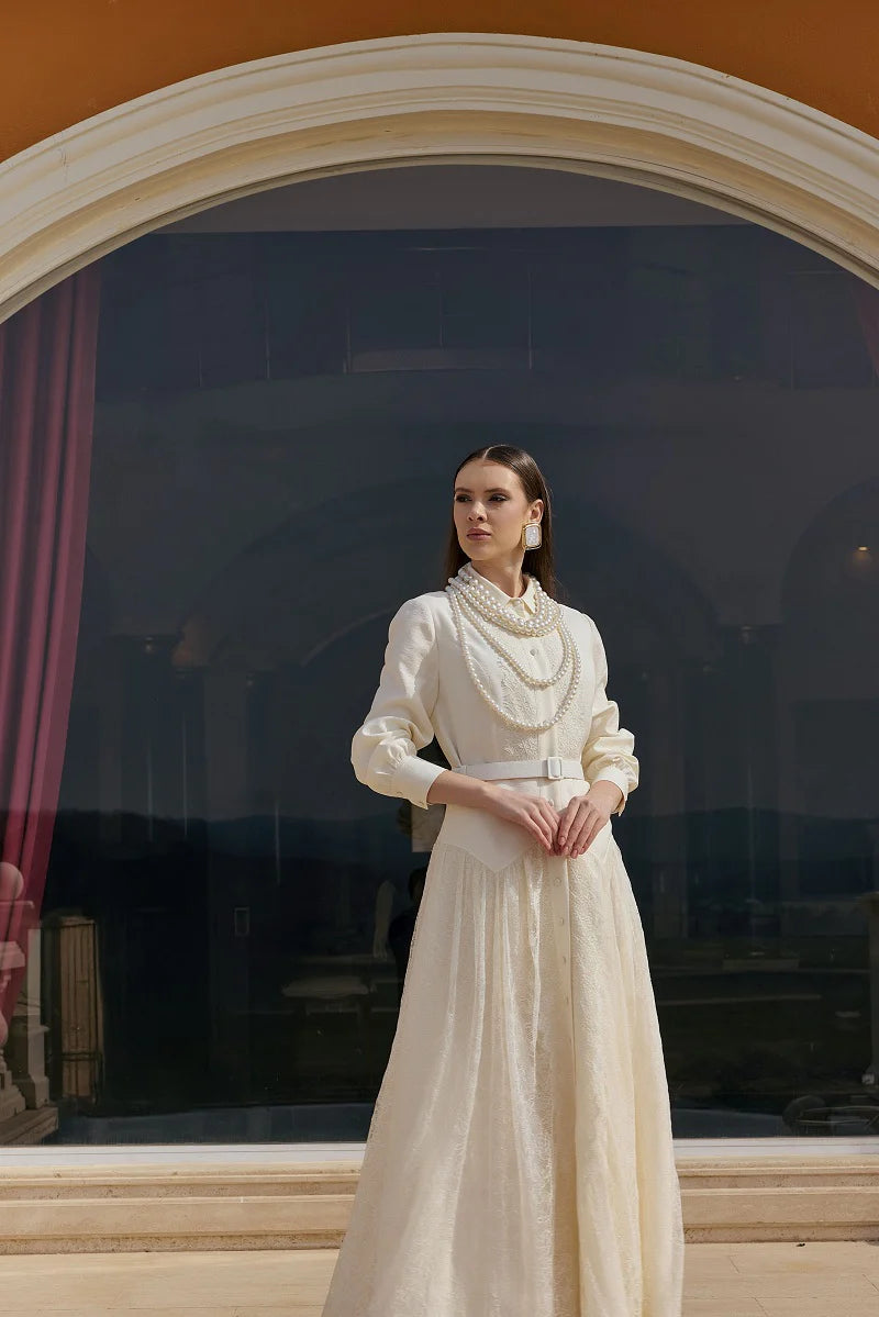 J&S Meyra Dress Ecru