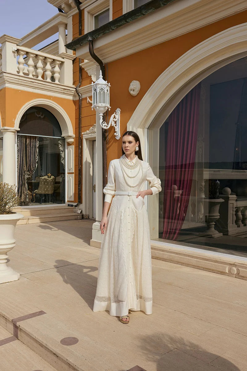 J&S Meyra Dress Ecru