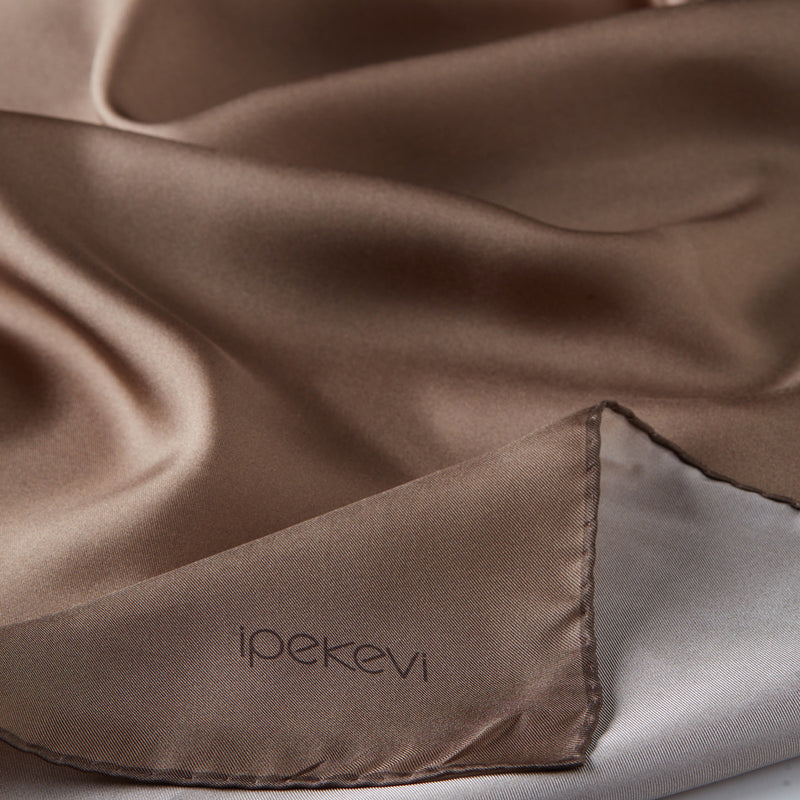 Ipekevi 01116 Milky Coffee Plain Silk Twill Scarf