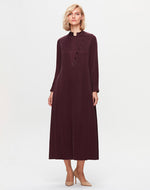 M&D Side Button Silk Dress Oubergine