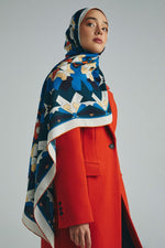 MAISA Tara Cotton Silk Shawl Petrol Blue