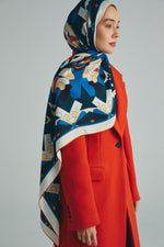MAISA Tara Cotton Silk Shawl Petrol Blue