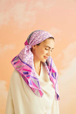 Imannoor Triangle Noor Silk Scarf Fuchia