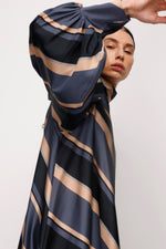 N&T Satin Striped Dress Anthracite