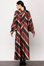 N&T Satin Striped Dress Burgundy