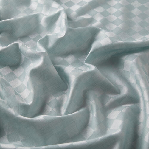 Ipekevi 0668 Water Green Checkered Cotton Silk Shawl