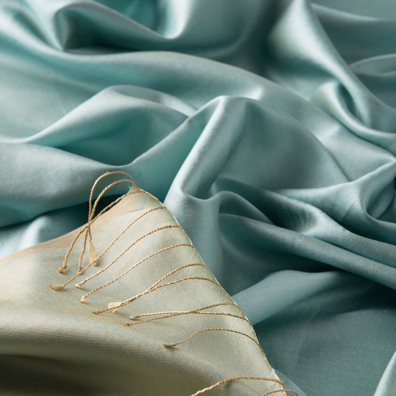 Ipekevi 927 Water Green Reversible Silk Shawl