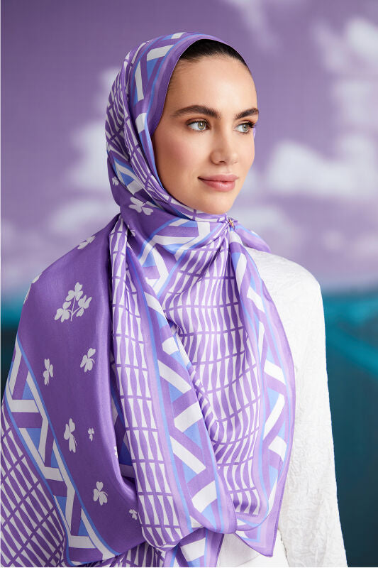 Imannoor Clover Flosh Viscose Shawl Purple