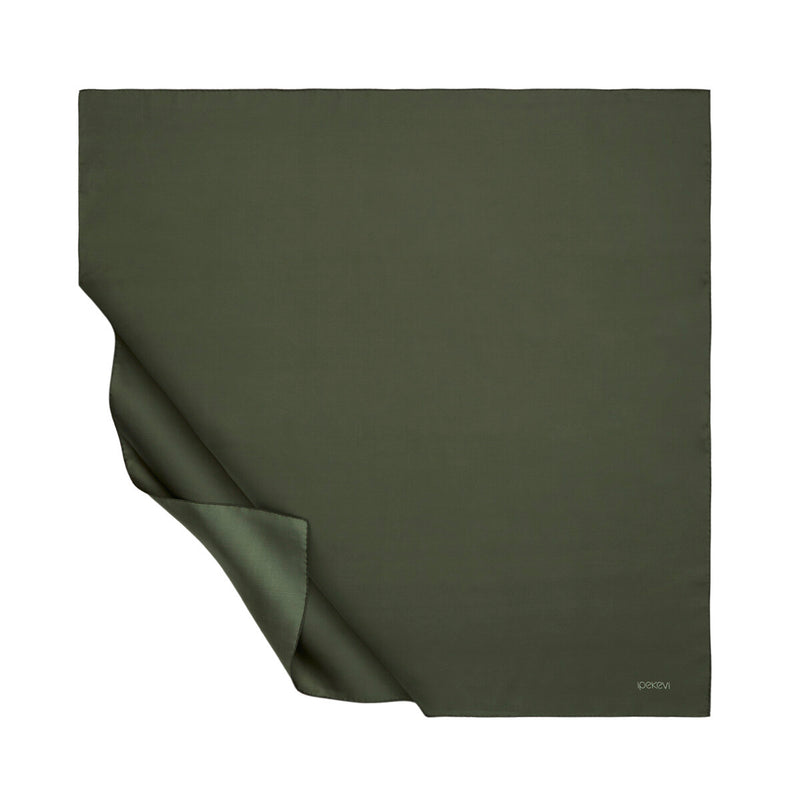 Ipekevi 01116 Olive Plain Silk Twill Scarf