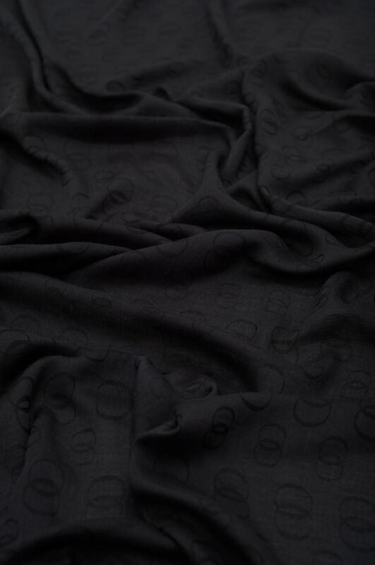 Imannoor Chain Pattern Cotton Silk Shawl Black