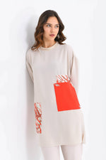 PUAN Ruby Tunic Beige&Light Red