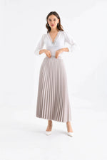 PUAN Pleated Skirt Stone