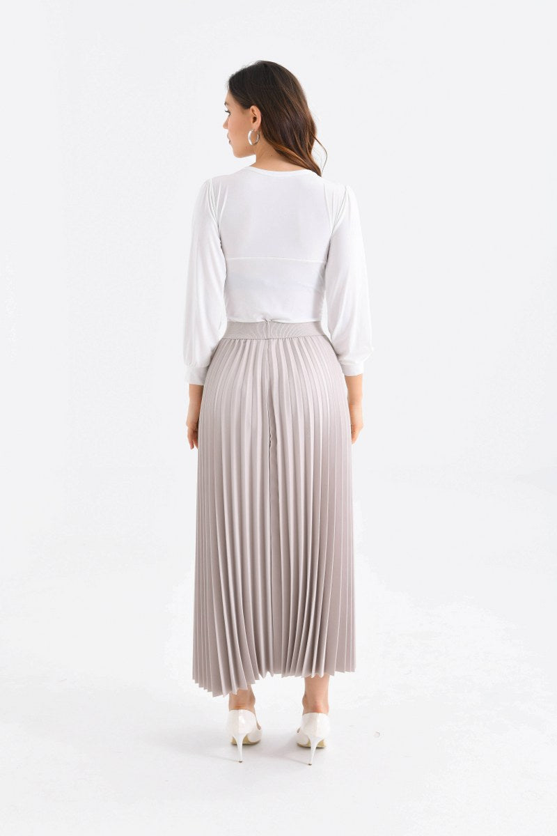 PUAN Pleated Skirt Stone