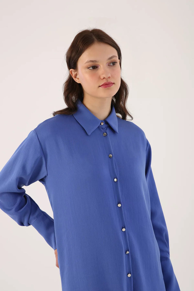 All Gold Buttons Tunic Blue