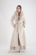 ETC 7017 Real Fur Long Coat Cream