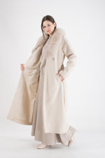 ETC 7017 Real Fur Long Coat Cream