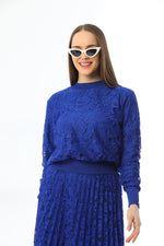 Invee Lace 2 Piece Skirt Set Sax Blue