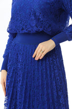Invee Lace 2 Piece Skirt Set Sax Blue