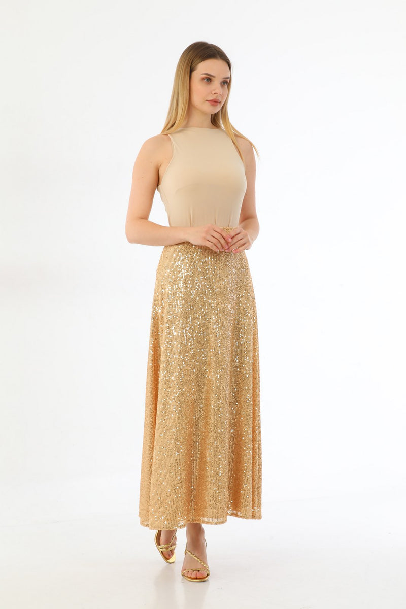 L&E Sequin Skirt Gold