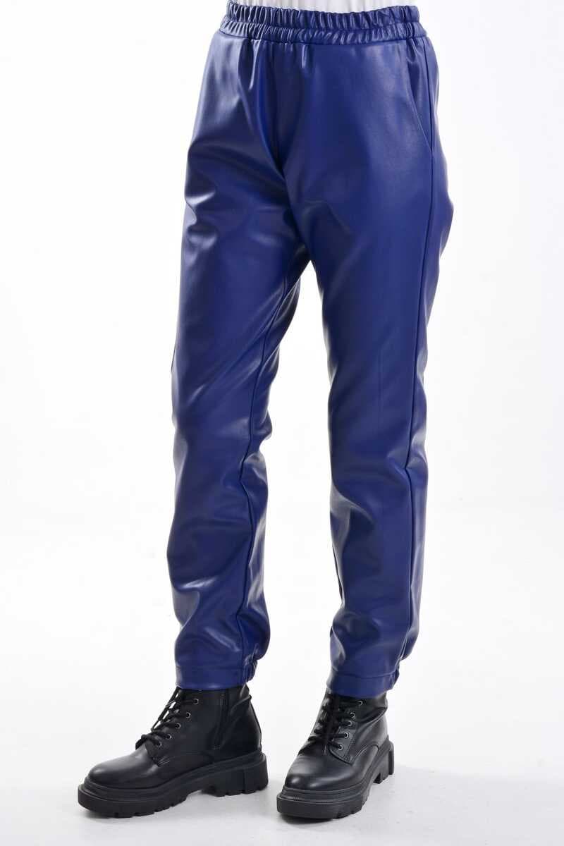 A&W BLK606004 Leather Pants Navy Blue