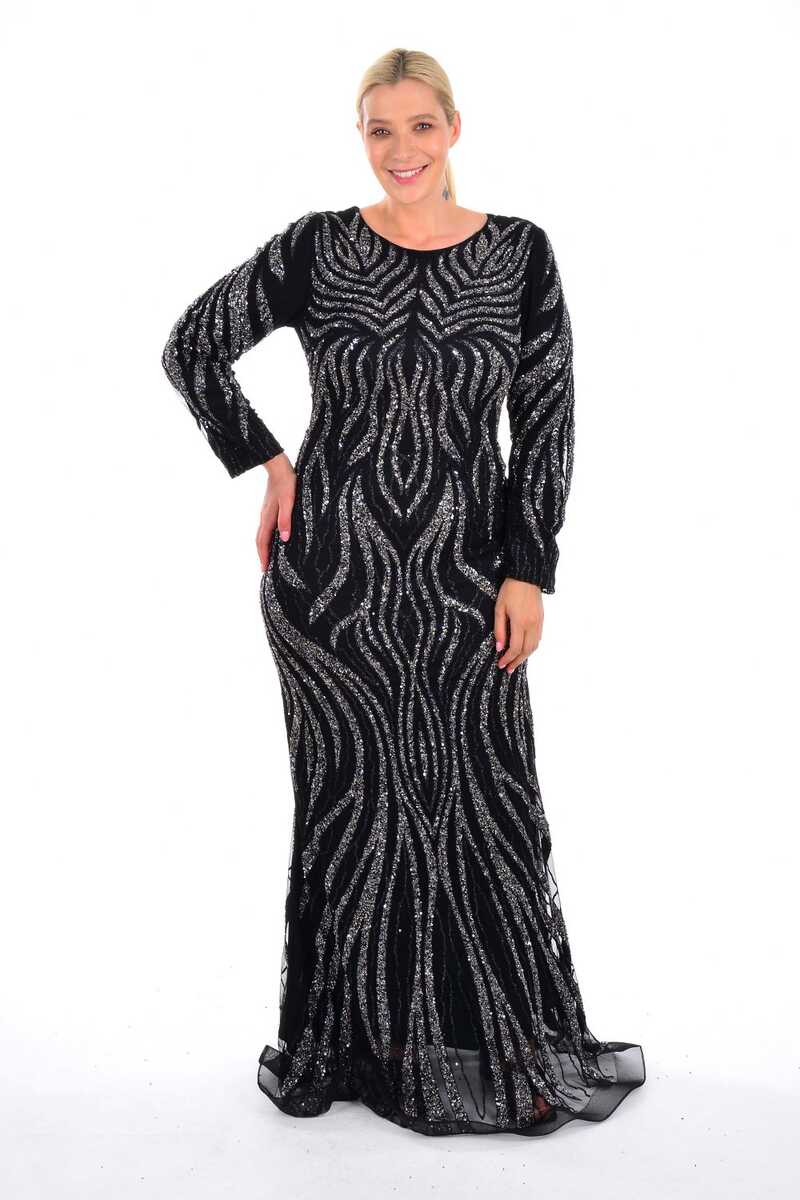 BLY 05984 Gown Black- Silver