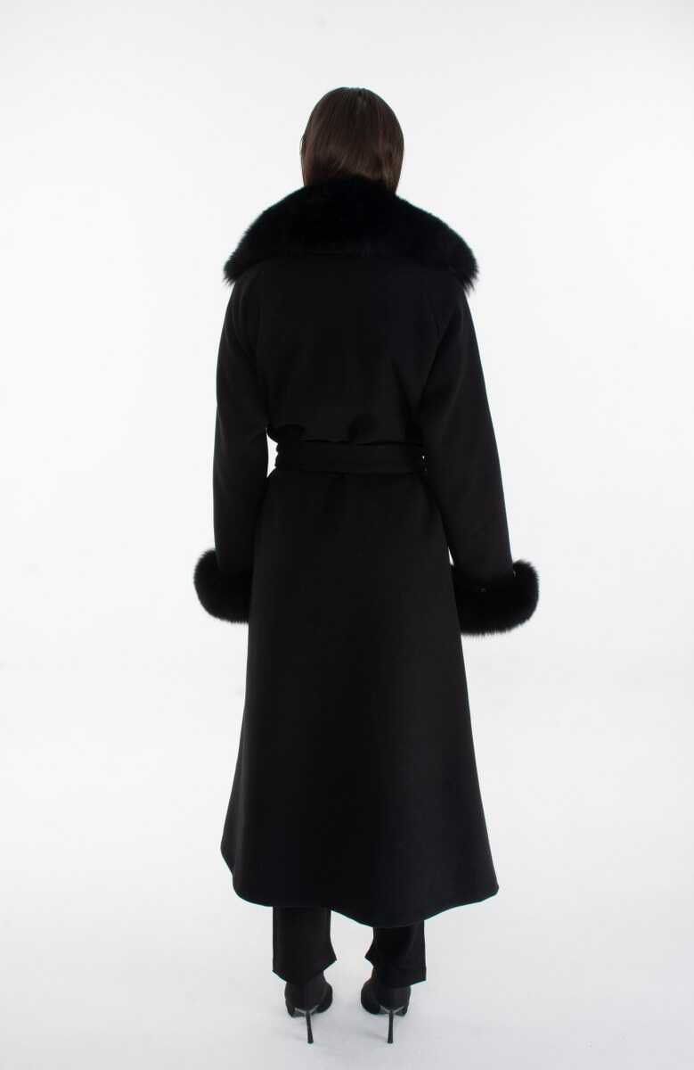 ETC 7029 Real Fur Long Coat Black