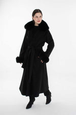 ETC 7029 Real Fur Long Coat Black