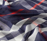 Ipekevi 7025 Navy Blue Plaid Wool Silk Shawl