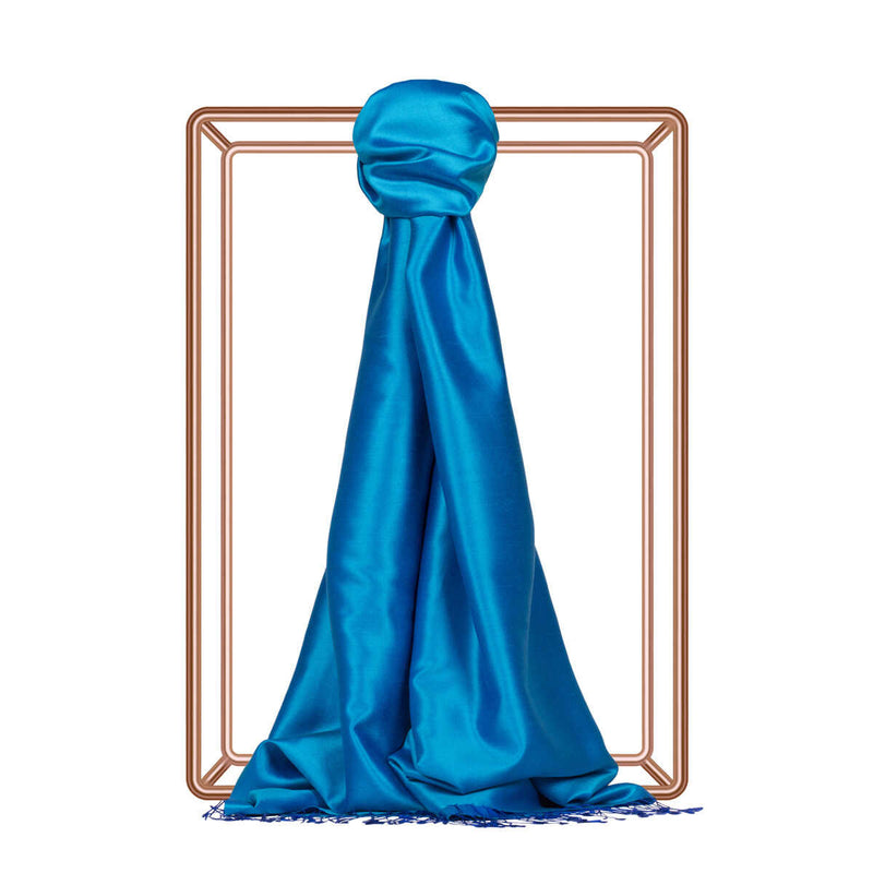 Ipekevi 927 Tropic Blue Reversible Silk Shawl
