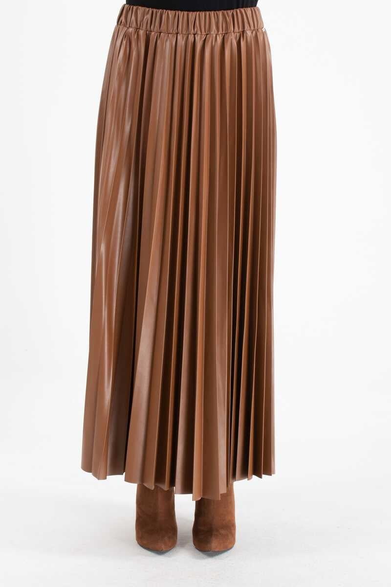LVDR 42001 Leather Skirt Brown - Moda Natty