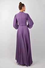 N&C 0706 Shoulder Button DTL Gown / Purple - Moda Natty