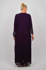 N&C 19004 Rhinestone Detailed Chiffon Dress/2 - Moda Natty
