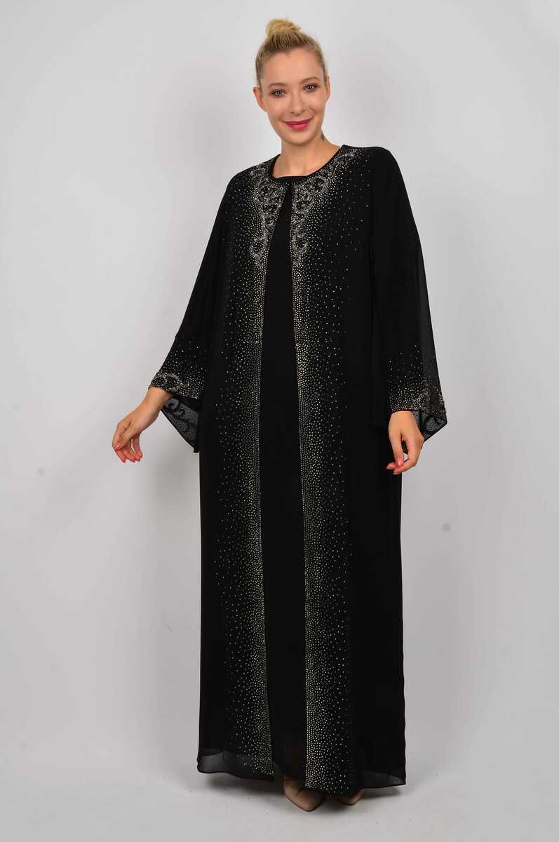 N&C 19008 Rhinestone Detailed Dress/Black - Moda Natty