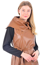 N&C 7031 Leather Vest Brown - Moda Natty