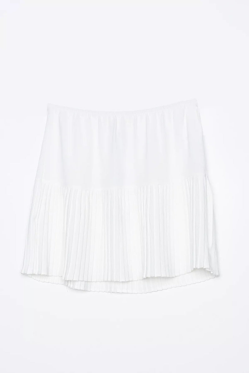 All Inner Pleated Skirt White