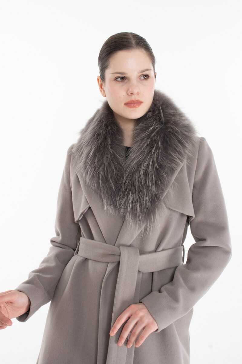 S&D 42376 Real Fur Coat Gray