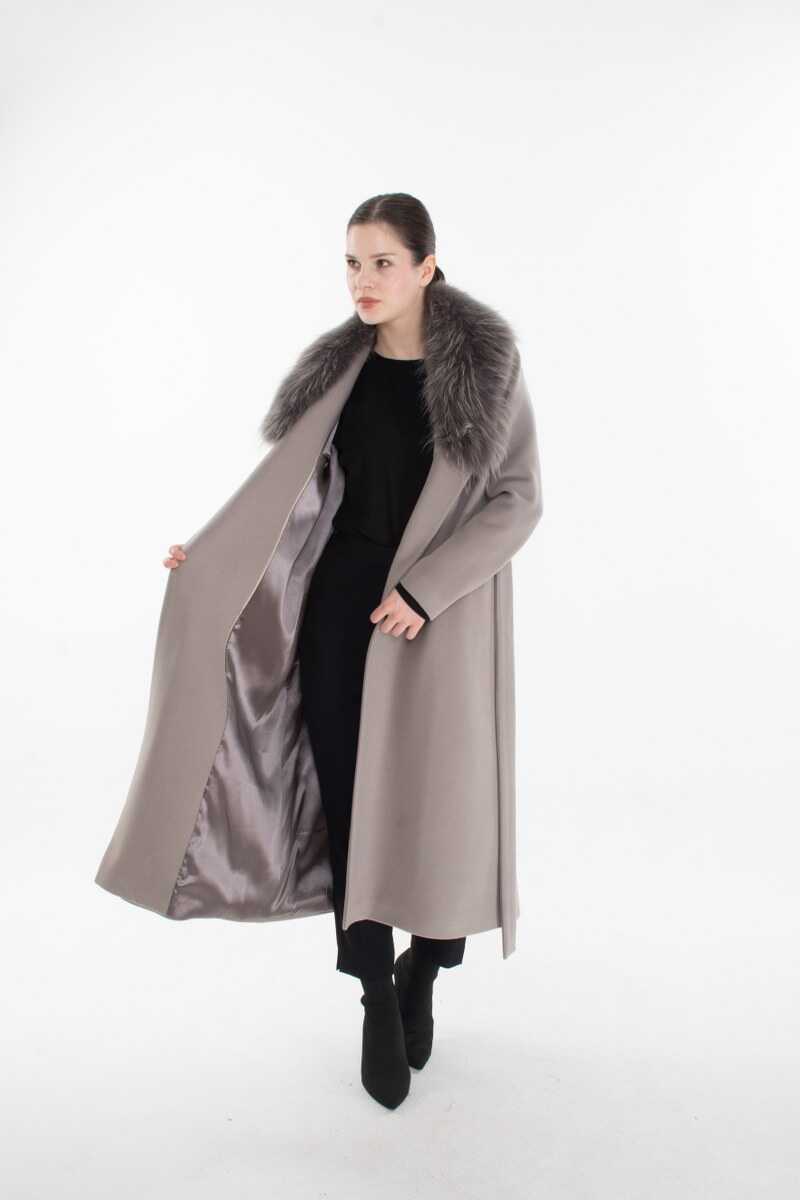 S&D 42376 Real Fur Coat Gray