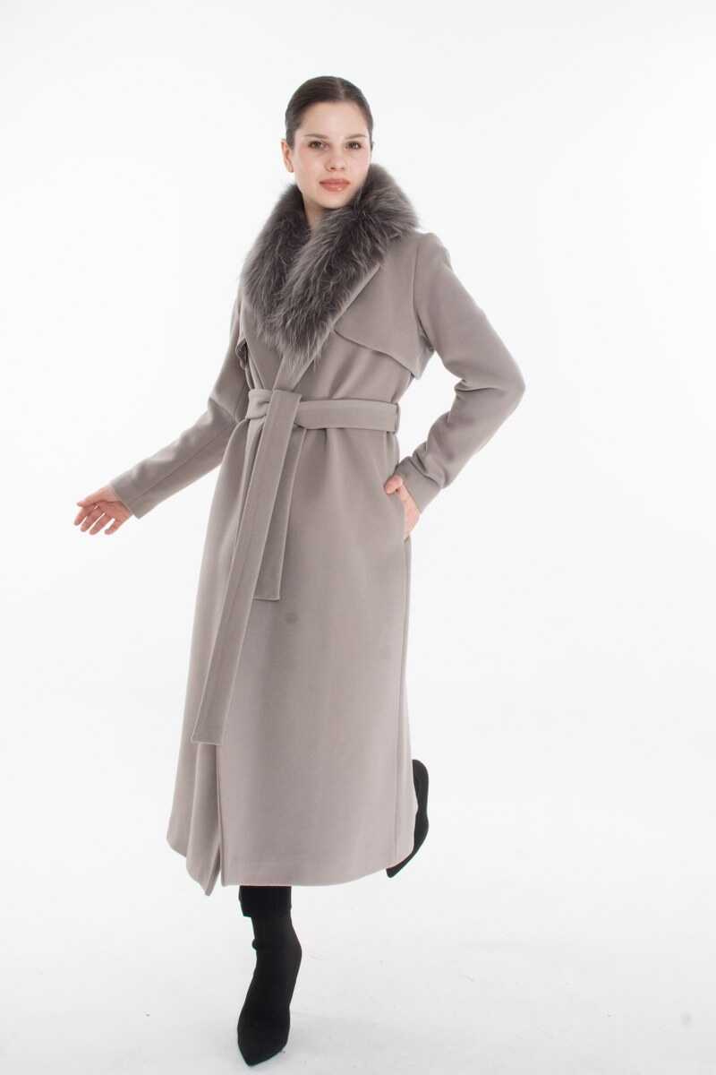 S&D 42376 Real Fur Coat Gray