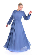 SRN 3986 Drape Detailed Gown Blue - Moda Natty