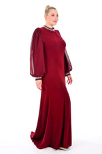 SRN 4217 Dress Burgundy - Moda Natty