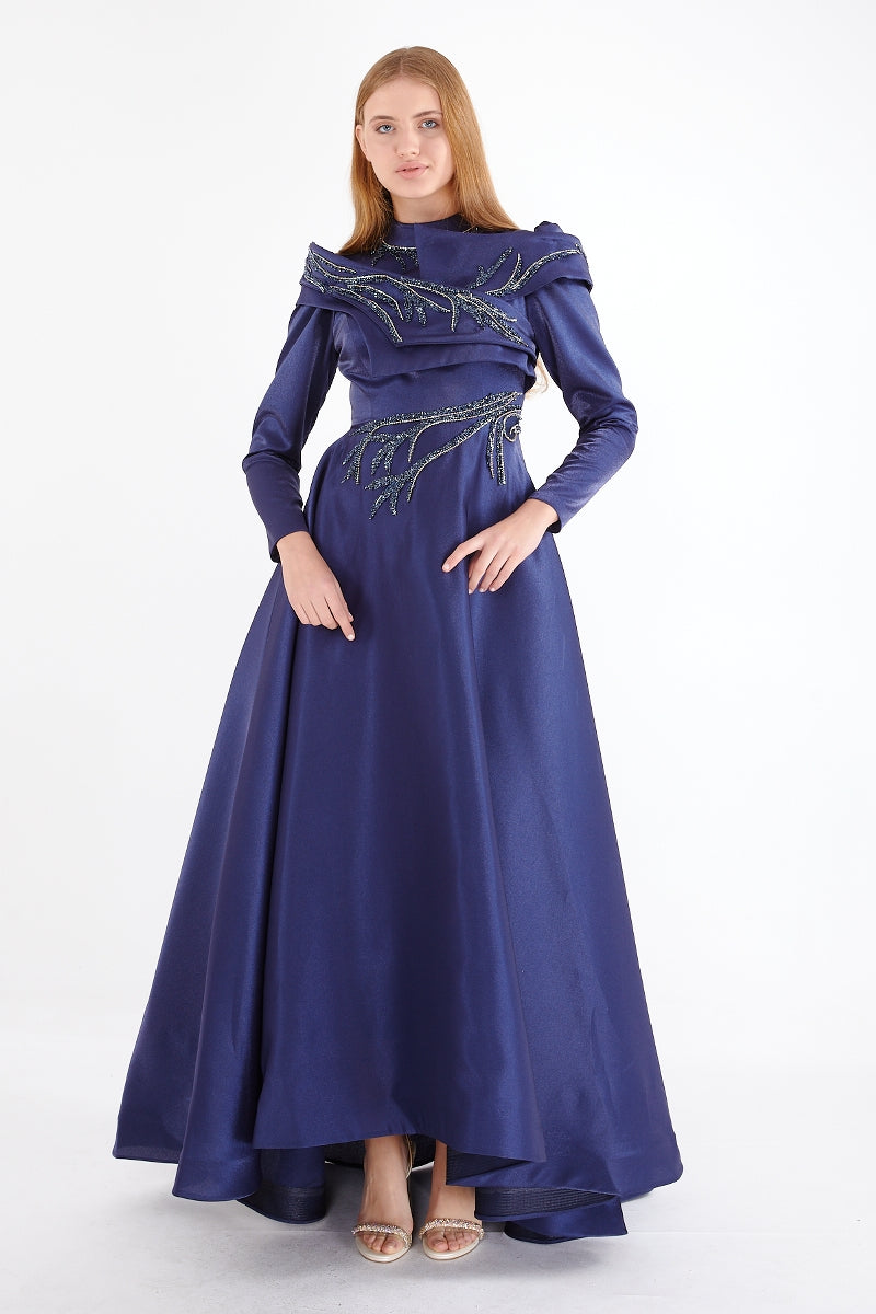 F&S Elegant Gown Navy Blue